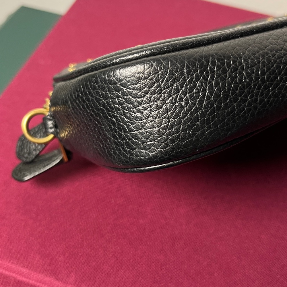 COACH Sadie Border BRDR Rivet Clutch Black Pebble Leather Crossbody *No Strap* - Picture 9 of 15
